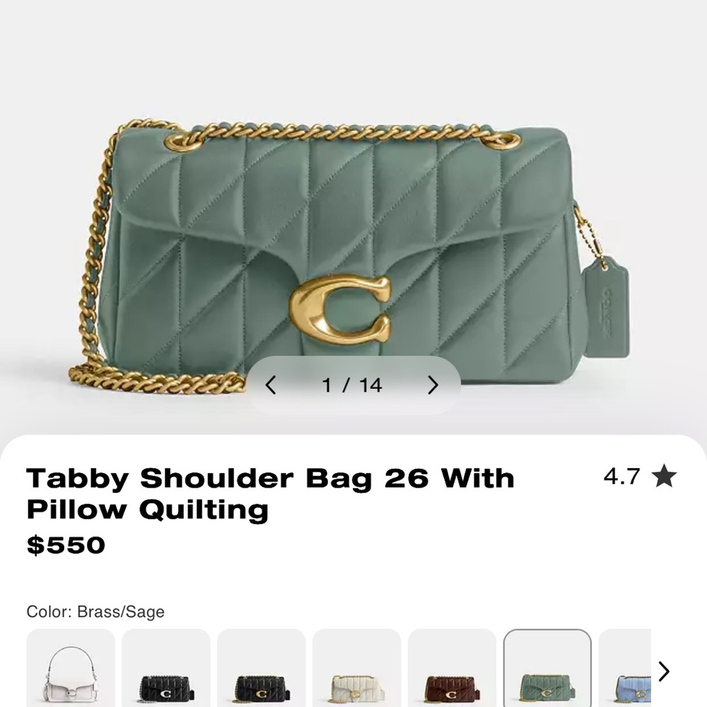 Coach Tabby 26 Shoulder Bag in Sage Green